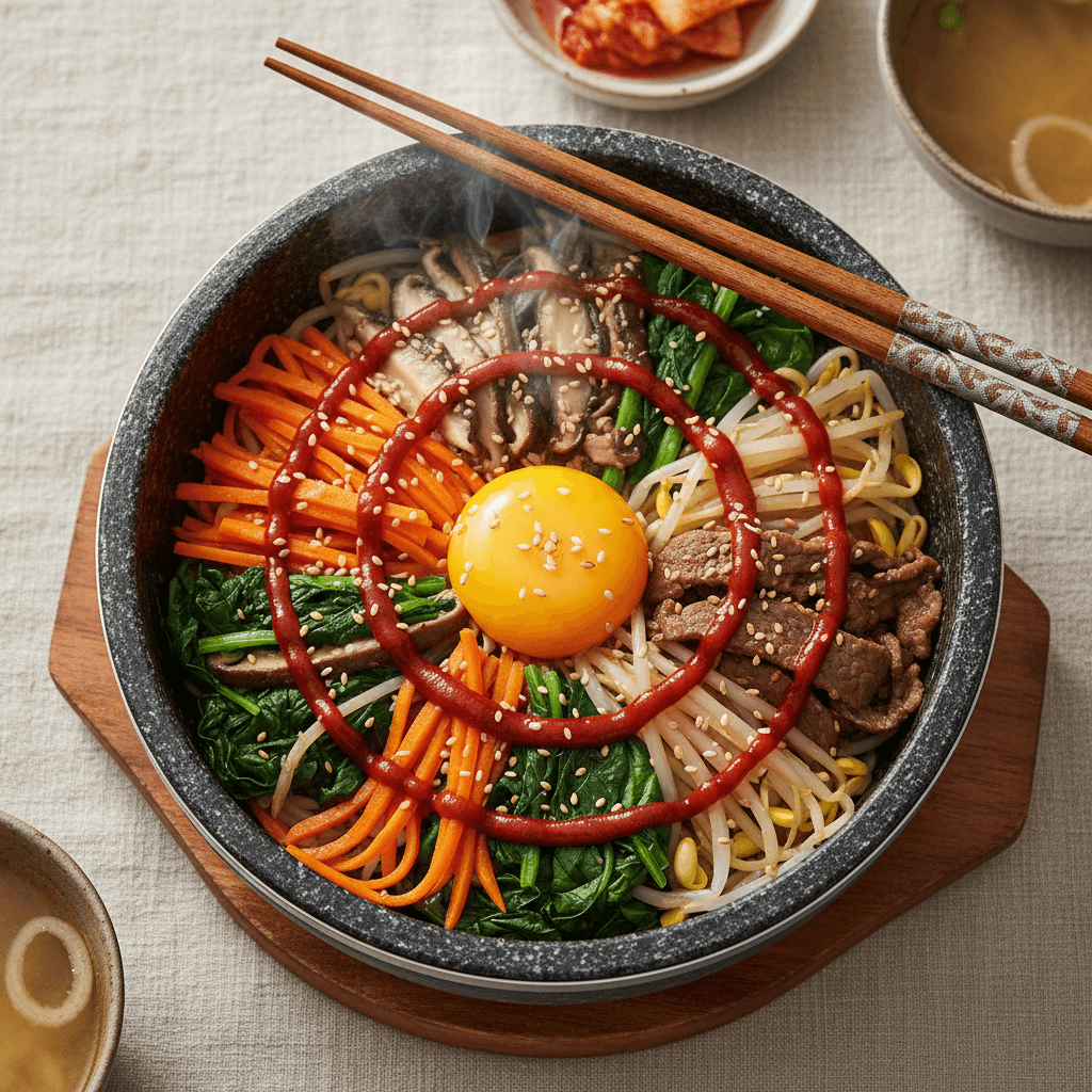 Bibimbap in stone bowl